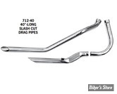 - ECHAPPEMENT PANHEAD 48/64 - OVER THE TRANSMISSION - DRAG PIPES SLASH CUT - PAUGHCO - 40" - 1 3/4" - CHROME - 712-40
