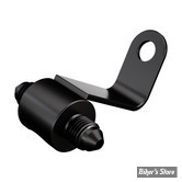 REPARTITEUR / CORPS DE CONTACTEUR DE FREIN ARRIERE - GOODRIDGE - 1/8" NPT > AN3 3/8"-24 X 2 - SOFTAIL/FLHS - AVEC SUPPORT - NOIR CARBON STEEL - MCHD-015C