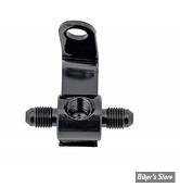 REPARTITEUR / CORPS DE CONTACTEUR DE FREIN ARRIERE - GOODRIDGE - 1/8" NPT > AN3 3/8"-24 X 2 - AVEC SUPPORT -  NOIR - PMCHD-016BK