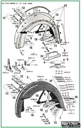  ECLATE O - PIECE N° 00 - ECLATE DES PIECES DE GARDE BOUE ARRIERE - BIGTWIN 1936 / 1948