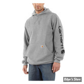 - SWEAT SHIRT A CAPUCHE - CARHARTT - Sleeve Logo Hooded Sweatshirt - BLACK / GREY - TAILLE M