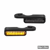 1 - CLIGNOS HEINZ BIKES - STRIPES BELOW BAR TURN SIGNAL - V-ROD 02/17 - 1 FONCTION - CORPS NOIR / CABOCHON FUME - HBTS-VRS02