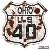 PLAQUE MURALE - ROUTE 66 - OHIO US 40 - DSP-1036 - DIMENSION : 38.10 CM X 38.10 CM