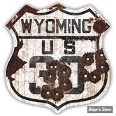 PLAQUE MURALE - ROUTE 66 - WYOMING US 30 - DSP-1036 - DIMENSION : 38.10 CM X 38.10 CM