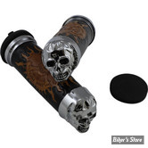 POIGNEES - DRAG SPECIALTIES - TÊTE DE MORT / SKULL GRIPS - YEUX : NOIRS - 74693B