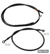 +15" / 17" - KIT CABLES DE GUIDON RALLONGES - INDIAN SCOUT - LA CHOPPERS - MIDNIGHT INOX / NOIR - LA-8400KT-16M