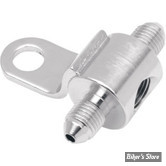 REPARTITEUR / CORPS DE CONTACTEUR DE FREIN ARRIERE - GOODRIDGE - 1/8" NPT > AN3 3/8"-24 X 2 - SOFTAIL 00/04 - GOODRIDGE - CHROME - CM-001	