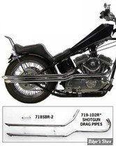 ECHAPPEMENT PAUGHCO - SPORTSTER 86/03 RIGIDE - SHOTGUN EXHAUST SYSTEM - SLASH CUT DRAG PIPE - CHROME - 719-1D2R