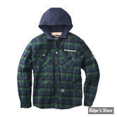 -SURCHEMISE - WCC - Sherpa Lined Flannel Jacket - BLUE / GREEN - TAILLE L
