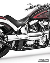 ECHAPPEMENT -  FREEDOM PERFORMANCE - SOFTAIL M8 - AMERICAN OUTLAW HIGH 2 EN 1  - CHROME / EMBOUTS  : NOIR SCULPTE 