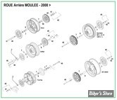  ECLATE O - PIECE N° 00 - ECLATE DES PIECES DE MOYEU DE ROUE- JANTE ARRIERE 2008 >