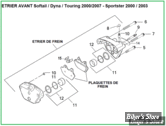  ECLATE G - PIECE N° 00 - ECLATE DES PIECES D'ETRIER DE FREIN AVANT TC 00/07 - SPORTSTER 00/03