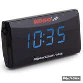 - KOSO - INDICATEUR DE TENSION DE BATTERIE / HORLOGE - KOSO - SUPER SLIM STYLE | Clock & Volt Meter - AFFICHAGE : BLEU - BA024B50