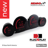 - KIT D'INSTRUMENTS - TOURING 14/20 -  KOSO - HD-03L 4-PIECE GAUGE KIT FOR TOURING - HD-03L - AFFICHAGE: ROUGE - BA064920