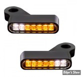 2 - CLIGNOS HEINZ BIKES - LED Turn Signals Front - DYNA/SOFTAIL/TOURING 96> - 2 FONCTIONS clignotant / Position - NOIR