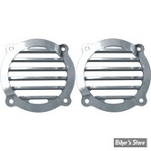 - GRILLES DE HAUT PARLEUR AVANT - TOURING 96/13 - COVINGTONS CUSTOMS - Finned - Chrome
