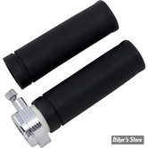 KIT DE TIRAGE RAPIDE POUR GUIDON DE 1" - 81/95 - DOUBLE CABLE - KIT DEUX POIGNEES  caoutchouc - Chrome