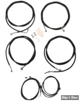 + 12" / +14" - KIT CABLES ET DURITE DE FREIN DE GUIDON RALLONGES - TOURING FLHT/FLHR/FLTR 17/20  ABS - LA CHOPPERS - PLUG AND PLAY - NOIR - LA-8054KT3-13B