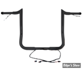 GUIDON PRE-CABLE - PAUL YAFFE Pre-Wired Monkey Bar Handlebar 32mm - FLHT/K / FLHX/S/SE/ST / FLHTCUTG/SE 14/21 - HAUTEUR : 25.50 CM - NOIR BRILLANT