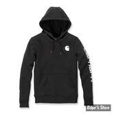 SWEAT SHIRT A CAPUCHE - CARHARTT - LOGO SLEEVE- NOIR - TAILLE XL
