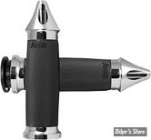 Poignees Avon - Custom CONTOUR SPIKE GRIPS - TIRAGE ELECTRONIQUE - CHROME - CC-85-CH-SPK-FL