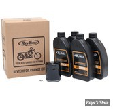 KIT HUILE MINERALE - Kit vidange moteur high perfomances - SAE20W50 - HUILE MINERALE - 99-17 Dyna, 00-17 Softail, 99-16 Touring, 09-16 Trike - FILTRE A HUILE : NOIR -  REVTECH
