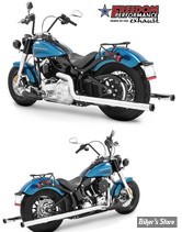 - ECHAPPEMENT - FREEDOM PERFORMANCE - SOFTAIL 07/17 - 2.5" STRAIGHTS FULL SYSTEM BLUE-PROOF - LONGUEUR  33" - CHROME / NOIR SCULPTE - HD00495