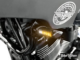2 - CLIGNOTANTS AVANT - HEINZ BIKES - ST CLASSIC BLINKER  - SOFTAIL M8 FXLRST 22UP - 2 FONCTIONS - CORPS NOIR / CABOCHON FUME - HBTSC-ST-PL