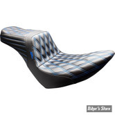 - SELLE DUO - SOFTAIL FXLR / FXLRS / FLSB - LE PERA - TAILWHIP SEAT - DOUBLE DIAMOND - NOIR / COUTURES  : BLEU - LYR-580DD-BE01