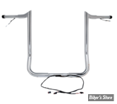 GUIDON PRE-CABLE - PAUL YAFFE Pre-Wired Monkey Bar Handlebar 32mm - FLHT/K / FLHX/S/SE/ST / FLHTCUTG/SE 14/21 - HAUTEUR : 30.50 CM - CHROME