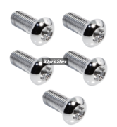 ECLATE I - PIECE N° 02 - VISSERIE DE TRAPPE D'EMBRAYAGE - 1/4-20 X 5/8 - OEM 943 / 1062 -VIS TORX BOMBÉE - CHROME - LES 5 PIECES