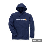 SWEAT SHIRT A CAPUCHE - CARHARTT - SIGNATURE LOGO - BLEU MARINE - TAILLE M