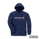 - SWEAT SHIRT A CAPUCHE - CARHARTT - SIGNATURE LOGO - BLEU MARINE