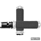 POIGNEES AVON - Memory Foam Grips - TIRAGE ELECTRONIQUE 23UP - DIAMETRE EXTERNE : 38.10MM / 1,5" / MEDIUM - NOIR / CHROME - MF-63A-CH-F24