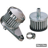 FILTRE RENIFLARD DE CARTER MOTEUR - CRANKCASE BREATHER FILTER - AVEC SUPPORT - EMGO - CHROME - 14-20900