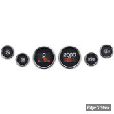 KIT D'INSTRUMENTS - TOURING 04/13 - DAKOTA DIGITAL - SÉRIE MLX-8600 - 6 INSTRUMENTS - MLX-8600 Dresser and Bagger Direct Plug-In 6 Gauge Kit - CERCLAGES CHROME - MLX-8604