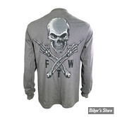 TEE-SHIRT MANCHES LONGUES - LETHAL THREAT - FTW SKULL GRAY - GRIS CHINE - TAILLE XL