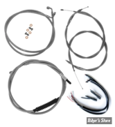 +18" / +20" - KIT CABLES ET DURITE DE FREIN DE GUIDON RALLONGES - FLS / FLST 2015  AVEC ABS - COMPLET - INOX - LA-8151KT2A-19