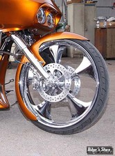 GARDE BOUE AVANT CUSTOM - TOURING 14UP - PAUL YAFFE BAGGER NATION - DEI FRONT FENDER - 26" - FINITION ENTRETOISES : CHROME - DEI26-14L-C