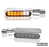 CLIGNOS HEINZ BIKES - Blokk-Line Series LED Turn Signals / Positionlight - 2 FONCTIONS - CORPS CHROME/ CABOCHON FUME