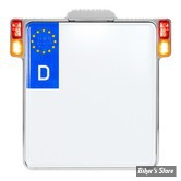 GERMANY - SUPPORT DE PLAQUE D'IMMATRICULATION - HEINZ BIKE - SLIP-INN À LED 3 FONCTIONS - FORMAT : 220 X 200 MM - CHROME - HBKZ2.0-MB-3TS-DE-C