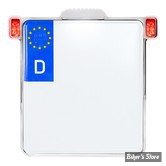GERMANY - SUPPORT DE PLAQUE D'IMMATRICULATION - HEINZ BIKE - SLIP-INN À LED 2 FONCTIONS + PLAQUE - FORMAT : 180 X 200 MM - CHROME - HBKZ2.0-MB-RL-C