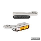2 - CLIGNOS HEINZ BIKES - STRIPES BELOW BAR TURN SIGNAL - TOURING CVO 02/22 EMB. HYDRAULIQUE - 2 FONCTIONS - CORPS CHROME / CABOCHON FUME - HBTS-CVO02-C-PL
