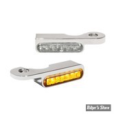 1 - CLIGNOS HEINZ BIKES - STRIPES BELOW BAR TURN SIGNAL - TOURING CVO 02/22 EMB. HYDRAULIQUE - 1 FONCTION - CORPS CHROME / CABOCHON FUME - HBTS-CVO02-C
