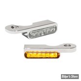 1 - CLIGNOS HEINZ BIKES - STRIPES BELOW BAR TURN SIGNAL - SOFTAIL 00/14 - 1 FONCTION - CORPS CHROME / CABOCHON FUME - HBTS-FL-14-C