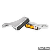 2 - CLIGNOS HEINZ BIKES - STRIPES BELOW BAR TURN SIGNAL - SOFTAIL 15/17 - 2 FONCTIONS - CORPS CHROME / CABOCHON FUME - HBTS-FL18-C-PL