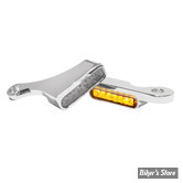 1 - CLIGNOS HEINZ BIKES - STRIPES BELOW BAR TURN SIGNAL - SOFTAIL 15/17 - 1 FONCTION - CORPS CHROME / CABOCHON FUME - HBTS-FL15-C