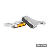 2 - CLIGNOS HEINZ BIKES - STRIPES BELOW BAR TURN SIGNAL - SOFTAIL 2018UP - 2 FONCTIONS - CORPS CHROME / CABOCHON FUME - HBTS-FL18-C-PL