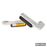 2 - CLIGNOS HEINZ BIKES - STRIPES BELOW BAR TURN SIGNAL - TOURING 99/08 - 2 FONCTIONS - CORPS CHROME / CABOCHON FUME - HBTS-FLH-08-C-PL