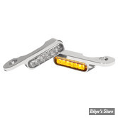 1 - CLIGNOS HEINZ BIKES - STRIPES BELOW BAR TURN SIGNAL - TOURING 02/22 EMB. HYDRAULIQUE - 1 FONCTION - CORPS CHROME / CABOCHON FUME - HBTS-FLH-HC-C